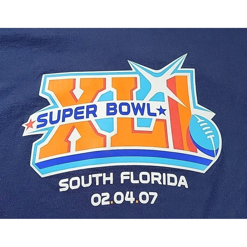 SUPER BOWL 2007 LONG SLEEVE T‎ SHIRT SIZE L BLUE INDIANOPOLIS COLTS MANNING MVP